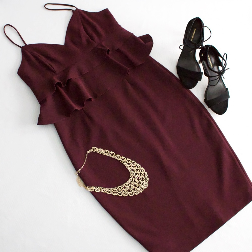 Gianni Bini Dress in Wine with Peplum